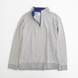 Southern Tide Mens Quarter Zip 1/4 Pullover Gray Blue Trim 100% Cotton XL